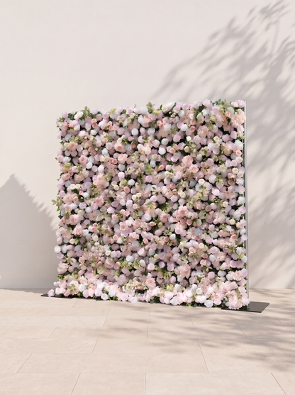 Valina 5D Fabric Artificial rolling up curtain flower wall — right view