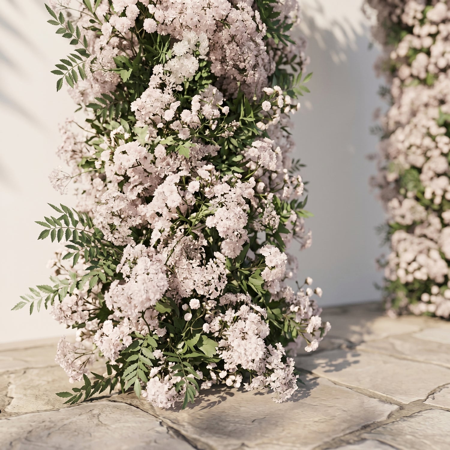 Valnella Arch: New Luxury Nude Pink Babybreath&amp;White flowers Flower arch for Elegant Weddings&amp;Events Decoration Incuding Frame