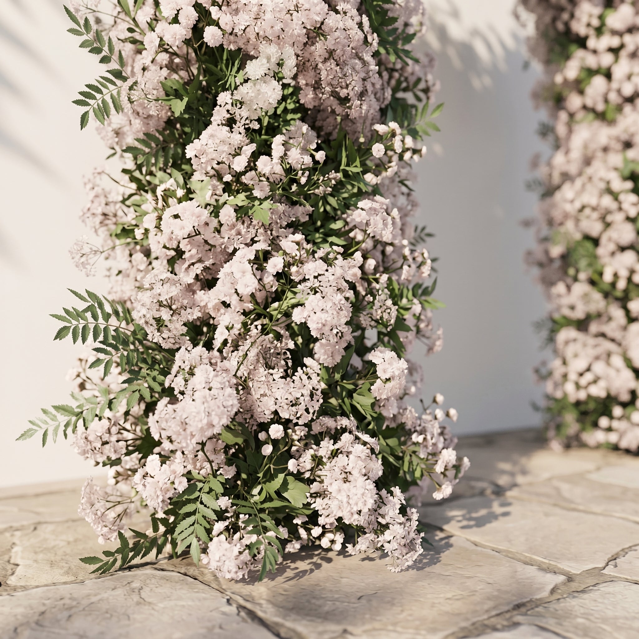 Valnella Arch: New Luxury Nude Pink Babybreath&amp;White flowers Flower arch for Elegant Weddings&amp;Events Decoration Incuding Frame