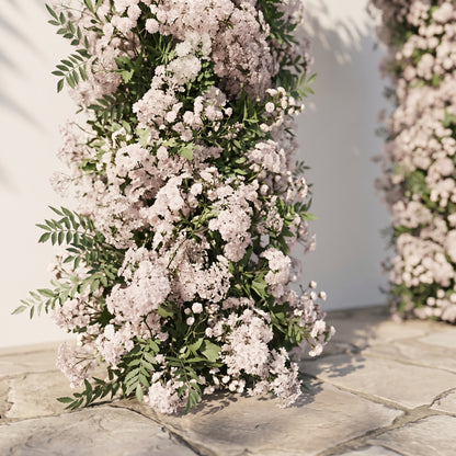 Valnella Arch: New Luxury Nude Pink Babybreath&amp;White flowers Flower arch for Elegant Weddings&amp;Events Decoration Incuding Frame