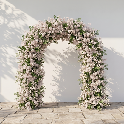 Valnella Arch: New Luxury Nude Pink Babybreath&amp;White flowers Flower arch for Elegant Weddings&amp;Events Decoration Incuding Frame