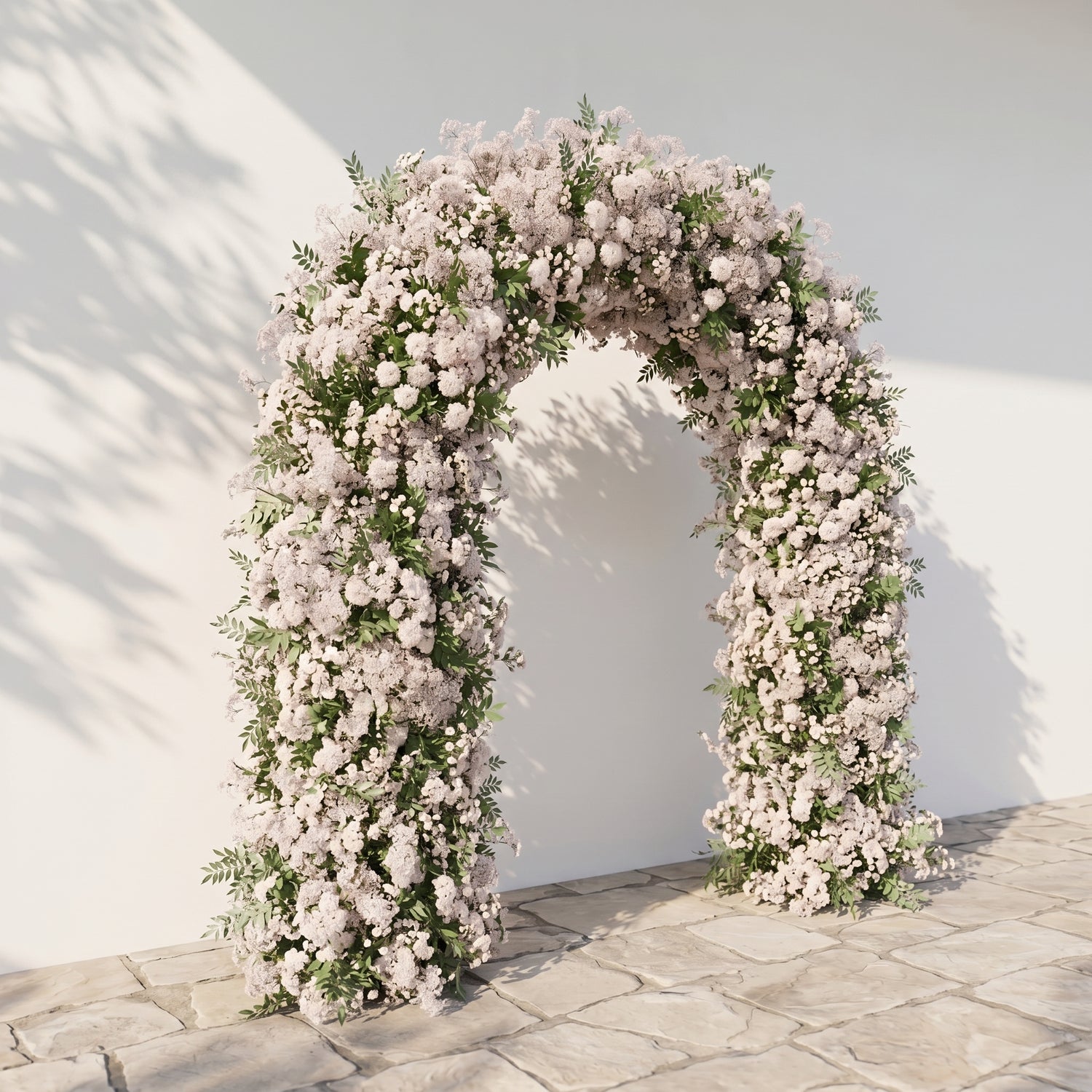 Valnella Arch: New Luxury Nude Pink Babybreath&amp;White flowers Flower arch for Elegant Weddings&amp;Events Decoration Incuding Frame