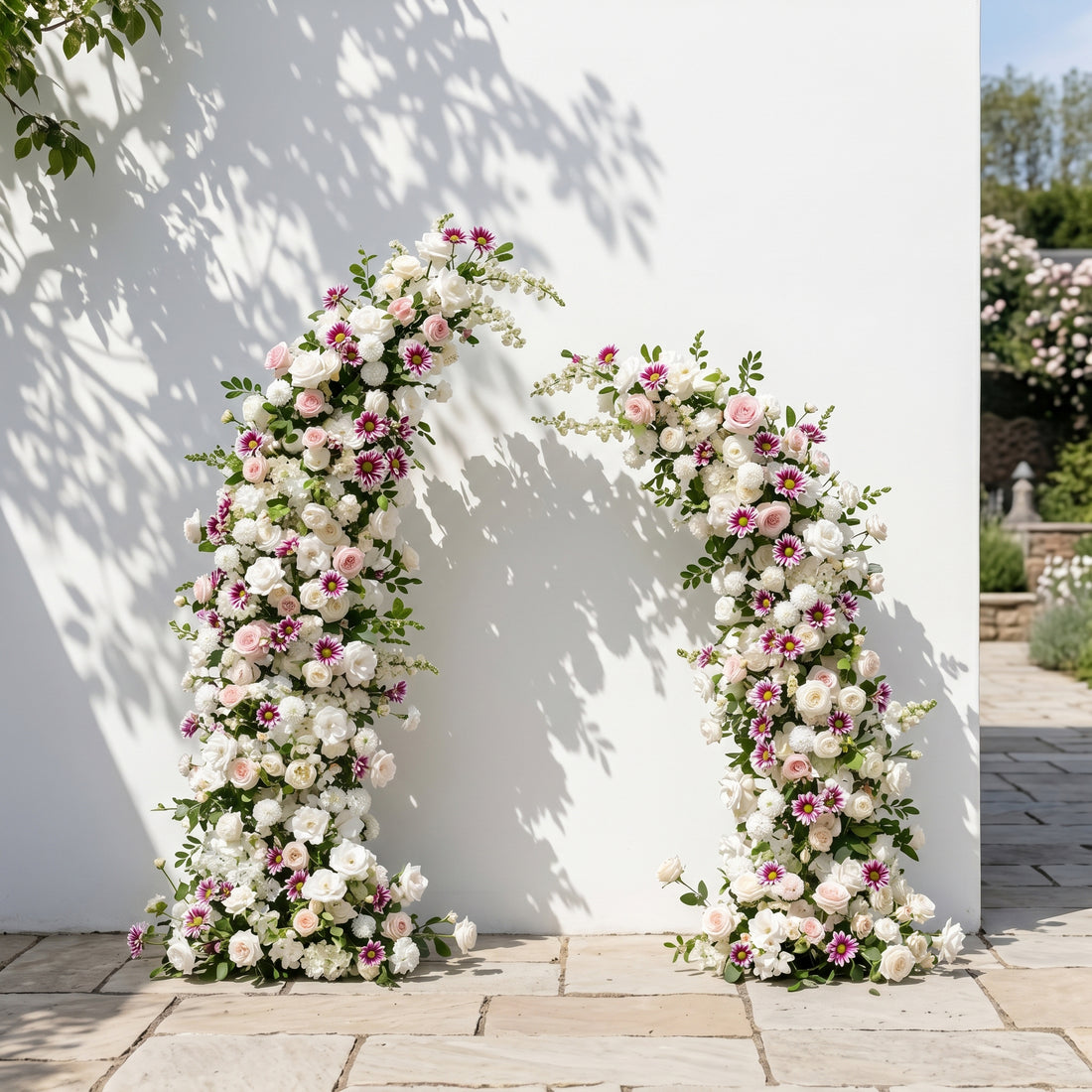 Valova: Luxury White&amp;purple Flower Arch for Wedding&amp;Event Decor Including Frame valova front