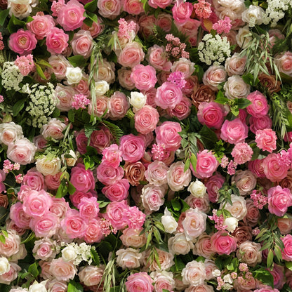 Valvia:5D Multi Tone Hot Pink &amp; Ivory White Silk Rose Flower Wall Roll-Up Fabric Backdrop for Romantic Weddings &amp; Proposals
