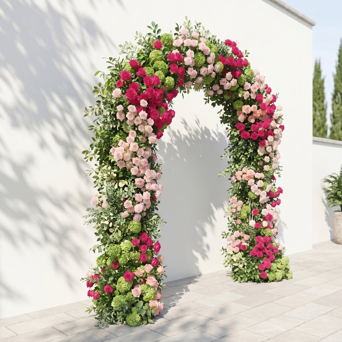 Valvia Arch: New Luxury Colorful Flower Arch with Pink and Red Roses for Outdoor Garden Weddings&amp;Events Decoration Incuding Frame