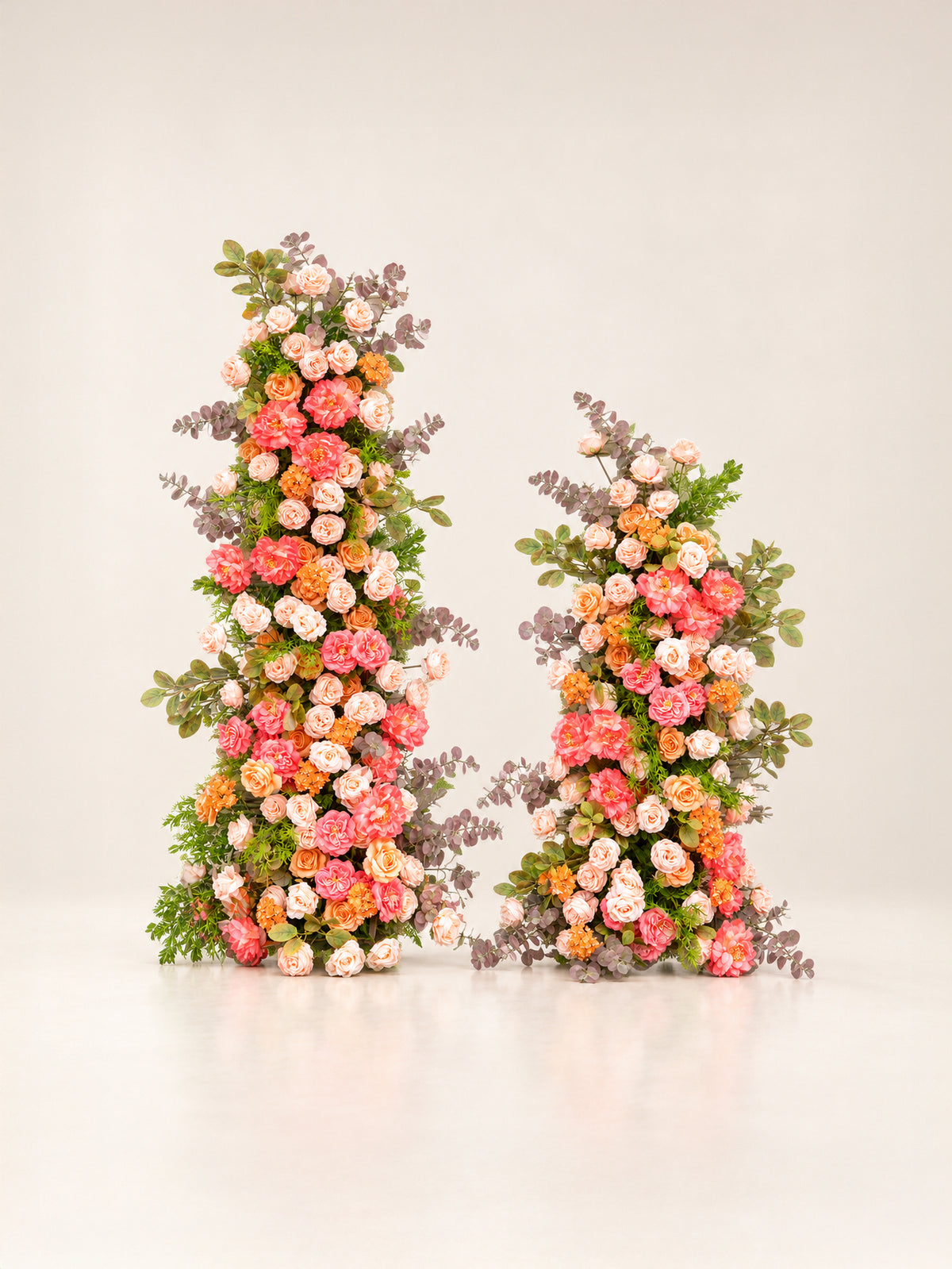 Vashti:Warm Orange Rose Calla Lily Wedding Background Arch Pillar Decorative Flower Row Excluding Frame