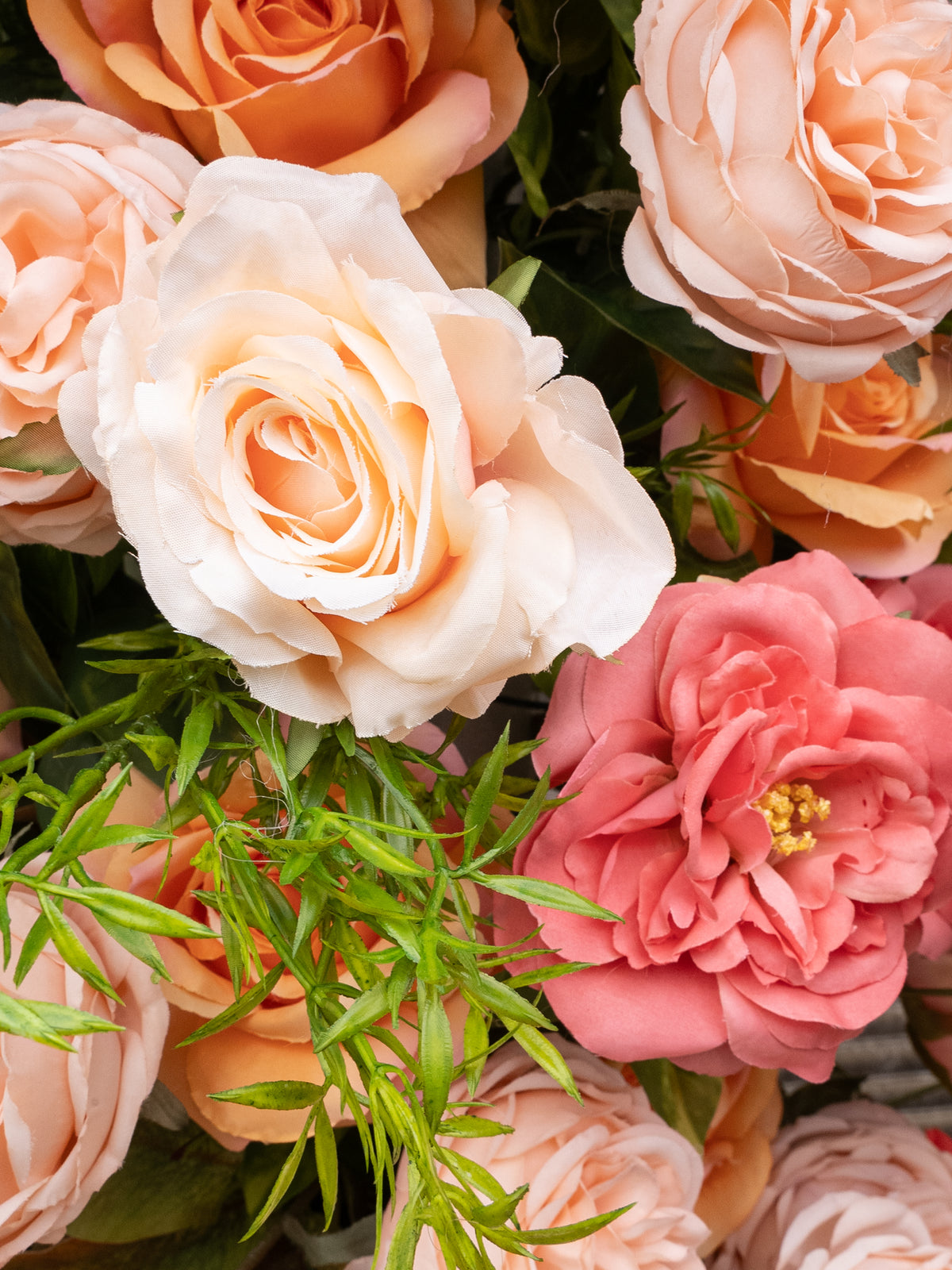 Vashti:Warm Orange Rose Calla Lily Wedding Background Arch Pillar Decorative Flower Row Excluding Frame