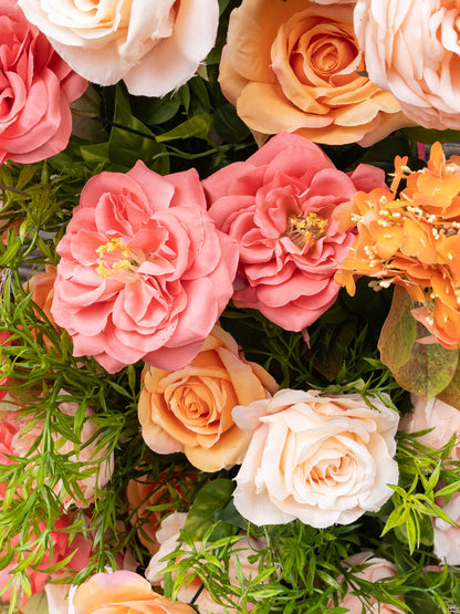 Vashti:Warm Orange Rose Calla Lily Wedding Background Arch Pillar Decorative Flower Row Excluding Frame