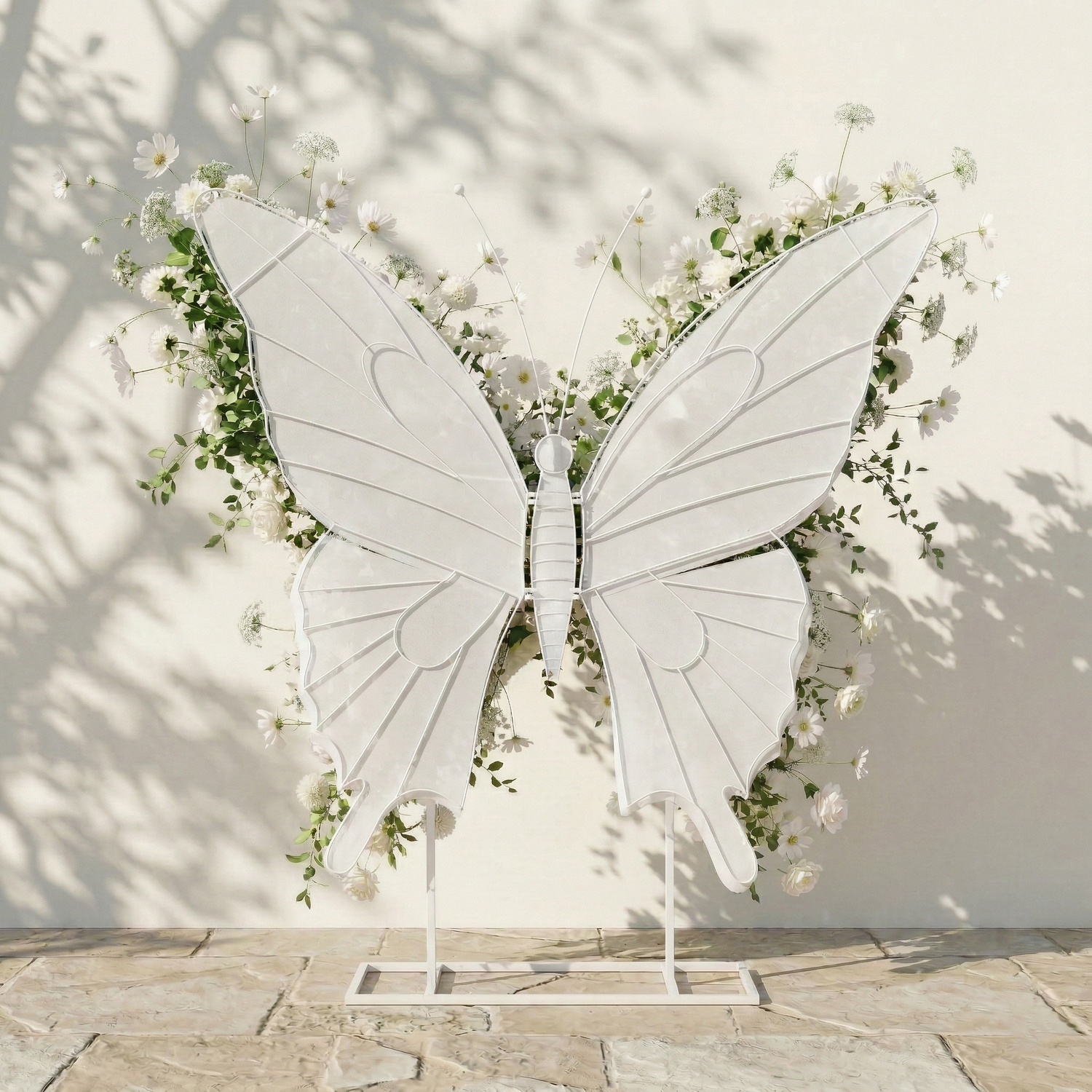 Velmora: Exquisite Ivory Butterfly-Shaped Flower Wall for Birthday &amp; Anniversary Decor
