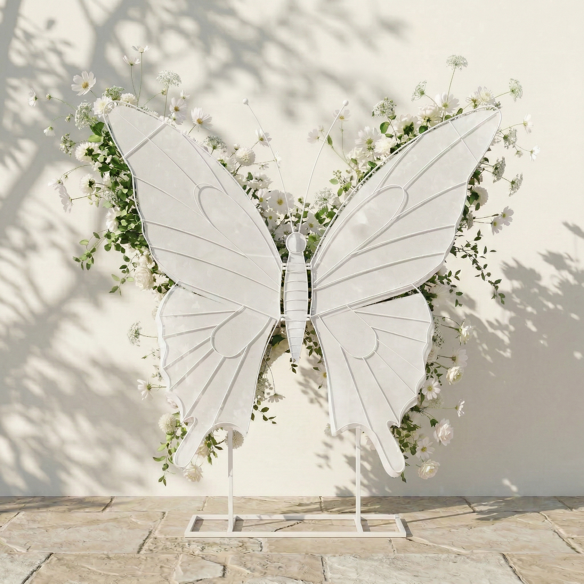 Velmora: Exquisite Ivory Butterfly-Shaped Flower Wall for Birthday &amp; Anniversary Decor