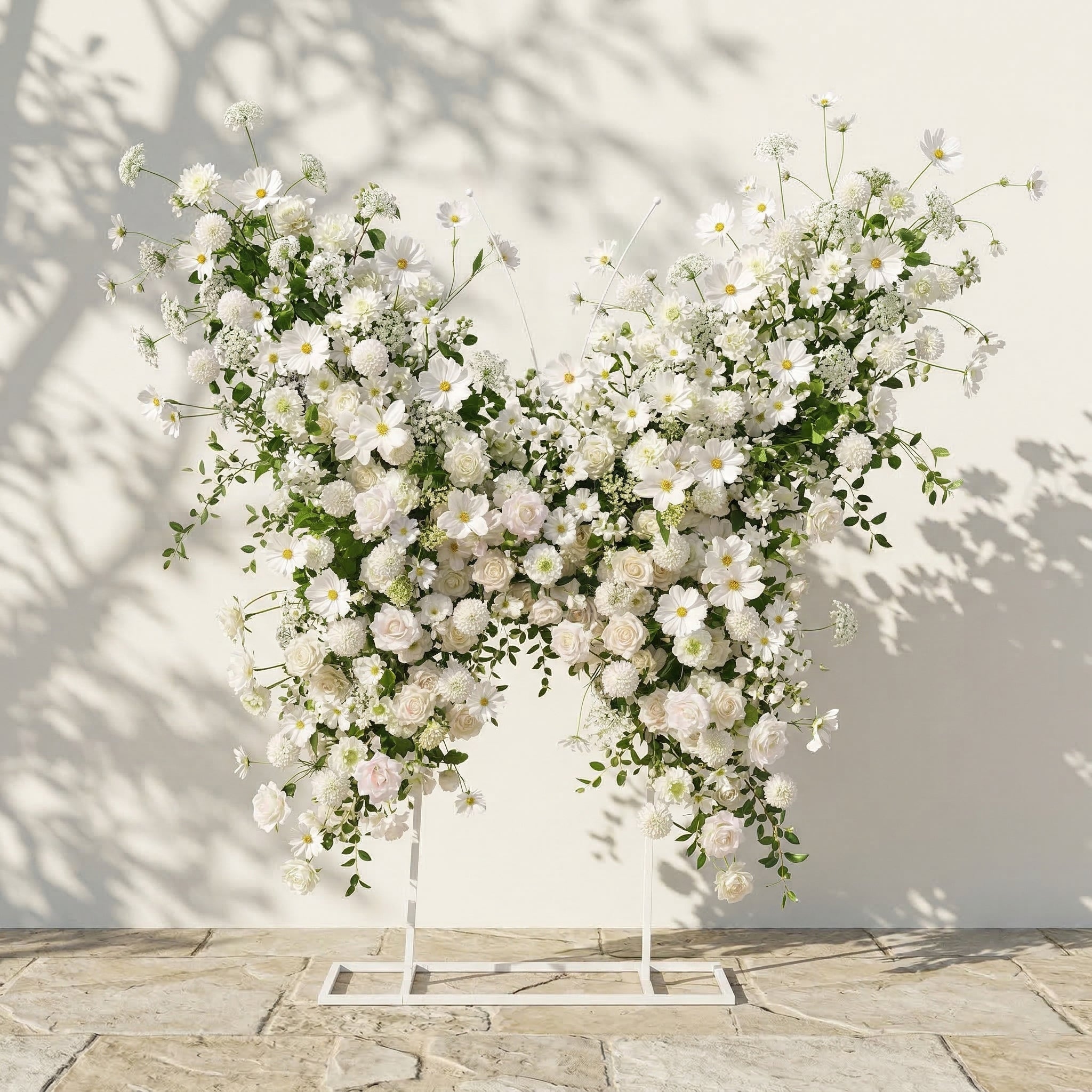 Velmora: Exquisite Ivory Butterfly-Shaped Flower Wall for Birthday &amp; Anniversary Decor