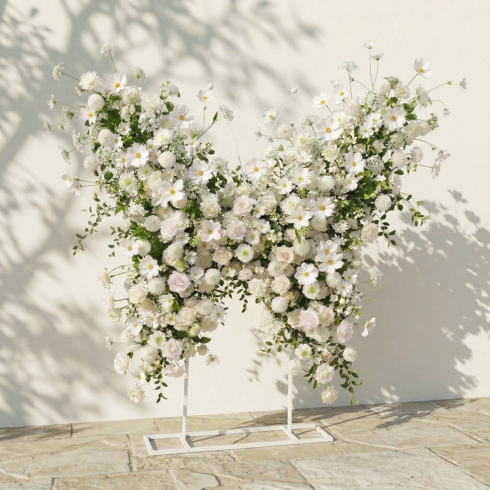 Velmora: Exquisite Ivory Butterfly-Shaped Flower Wall for Birthday &amp; Anniversary Decor