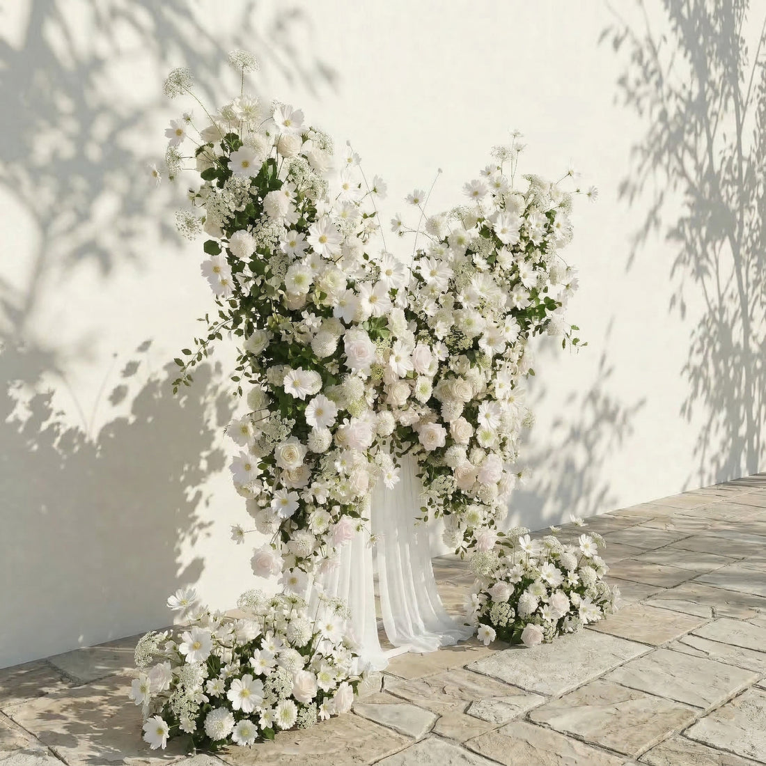 Velmora: Exquisite Ivory Butterfly-Shaped Flower Wall for Birthday &amp; Anniversary Decor