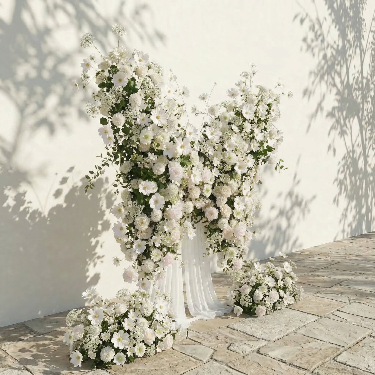 Velmora: Exquisite Ivory Butterfly-Shaped Flower Wall for Birthday &amp; Anniversary Decor