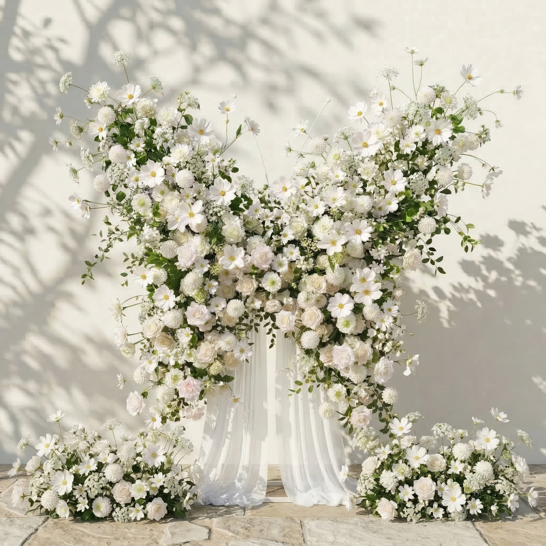 Velmora: Exquisite Ivory Butterfly-Shaped Flower Wall for Birthday &amp; Anniversary Decor