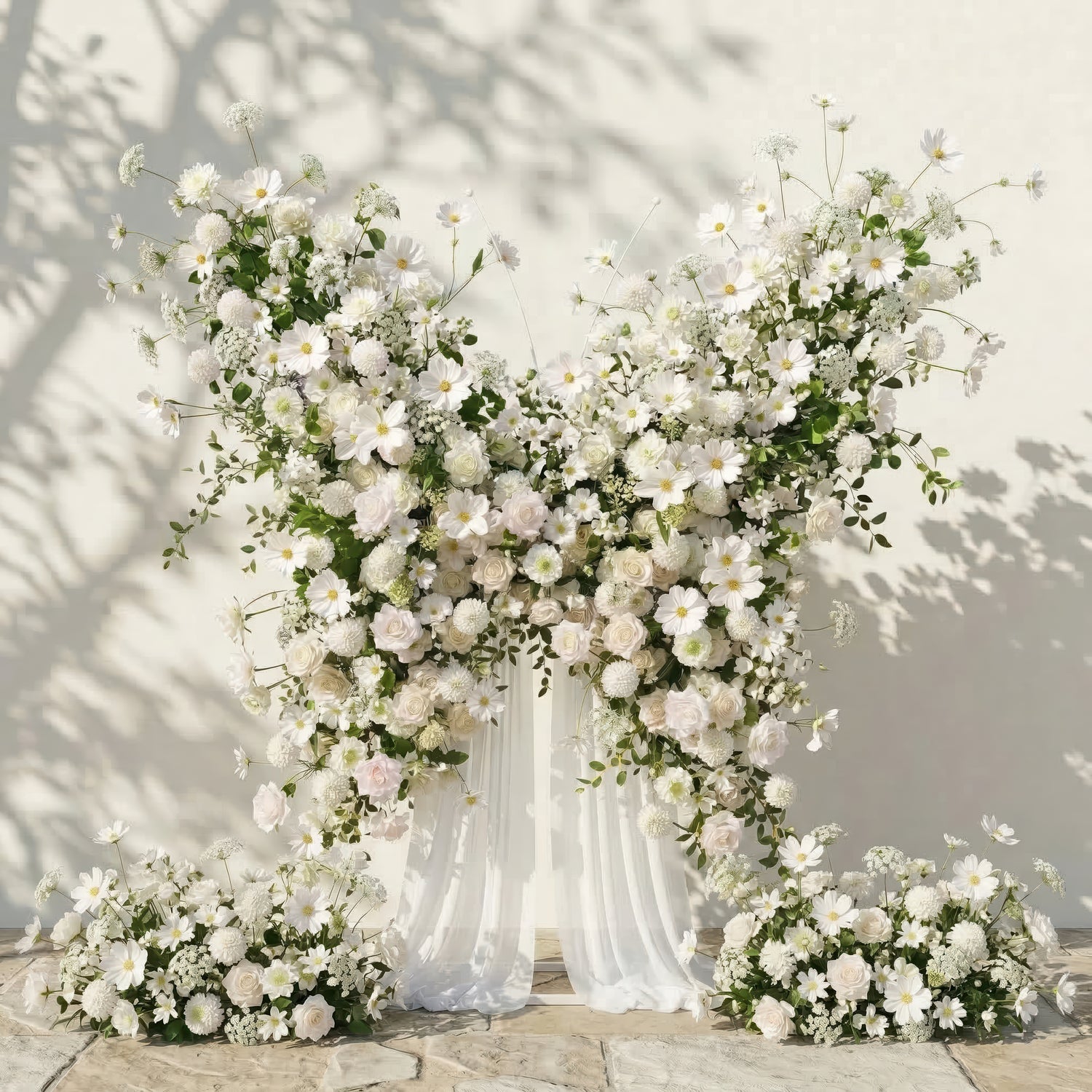 Velmora: Exquisite Ivory Butterfly-Shaped Flower Wall for Birthday &amp; Anniversary Decor