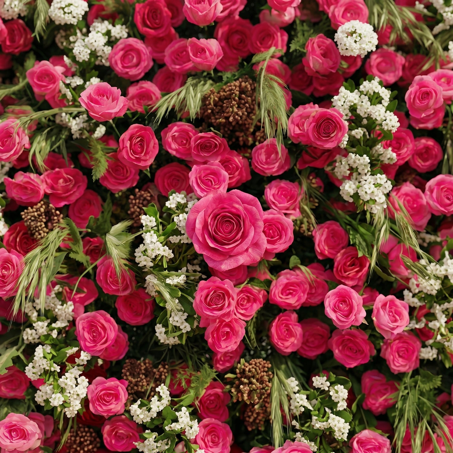 Velsora:5D Hot Pink &amp; Ivory White Silk Rose Flower Wall Roll-Up Fabric Backdrop for Romantic Weddings &amp; Proposals