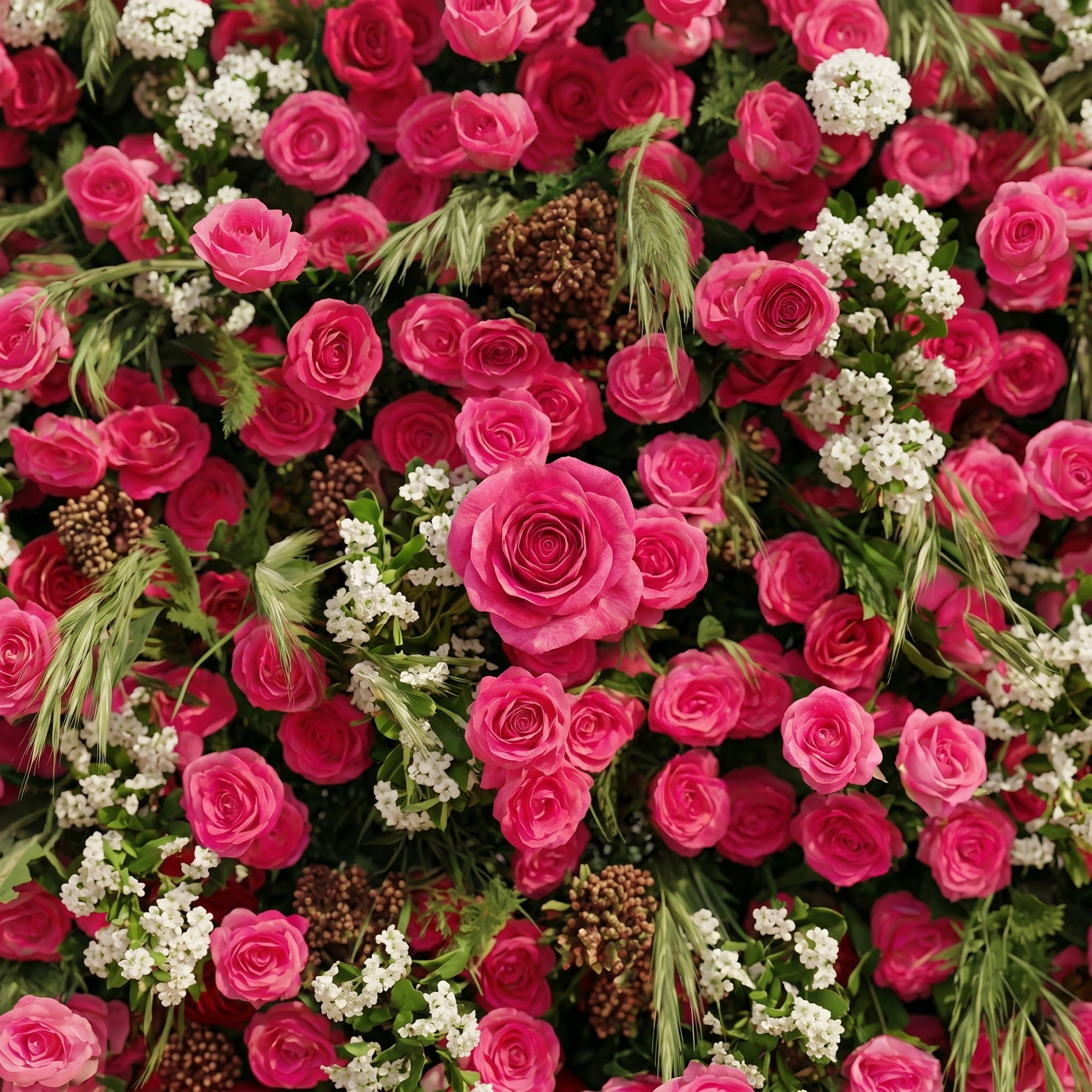 Velsora:5D Hot Pink &amp; Ivory White Silk Rose Flower Wall Roll-Up Fabric Backdrop for Romantic Weddings &amp; Proposals