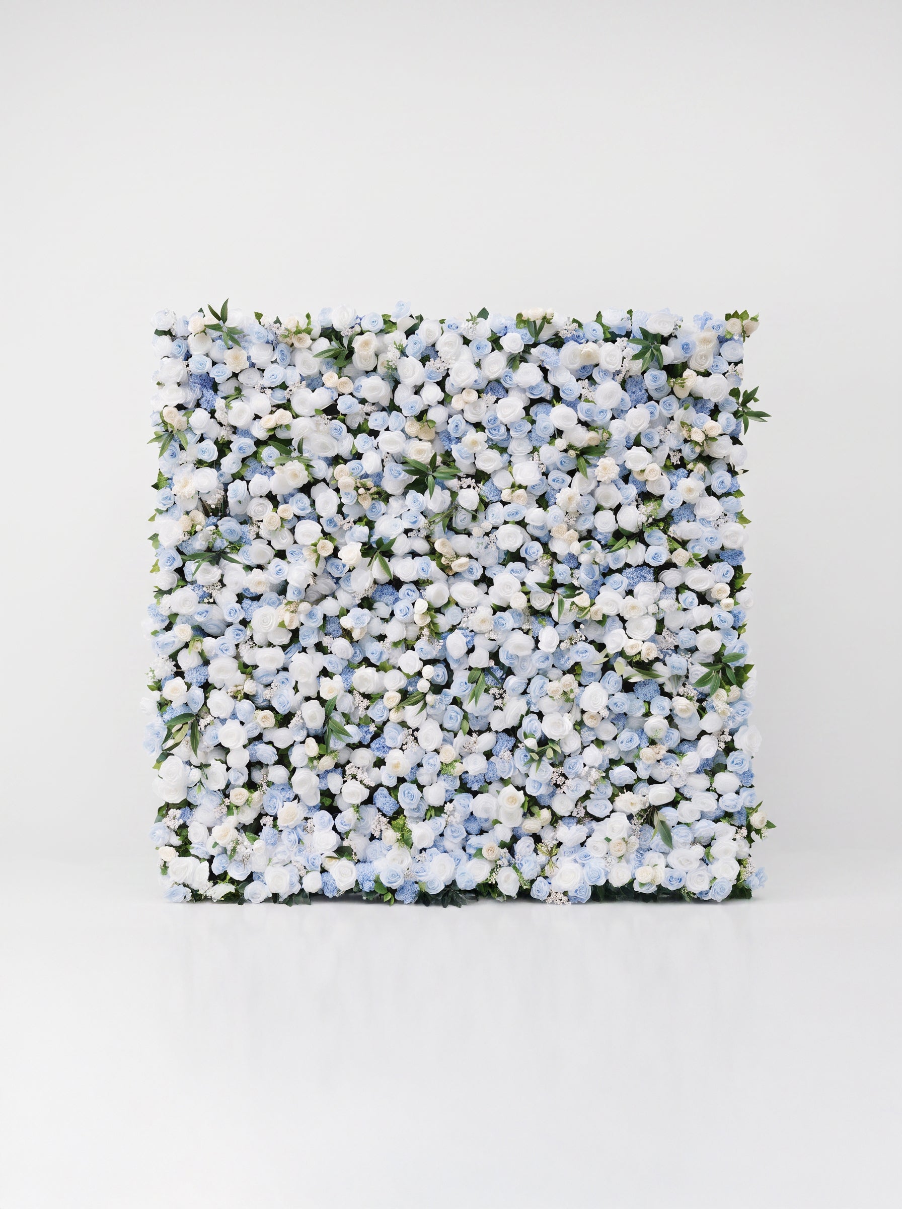 Velyra 5D Fabric Artificial rolling up curtain flower wall — white background view
