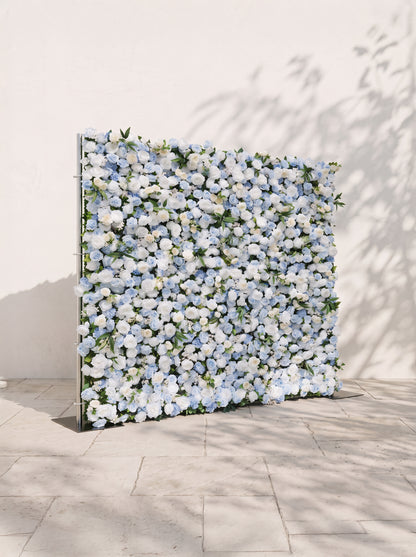 Velyra 5D Fabric Artificial rolling up curtain flower wall — left view