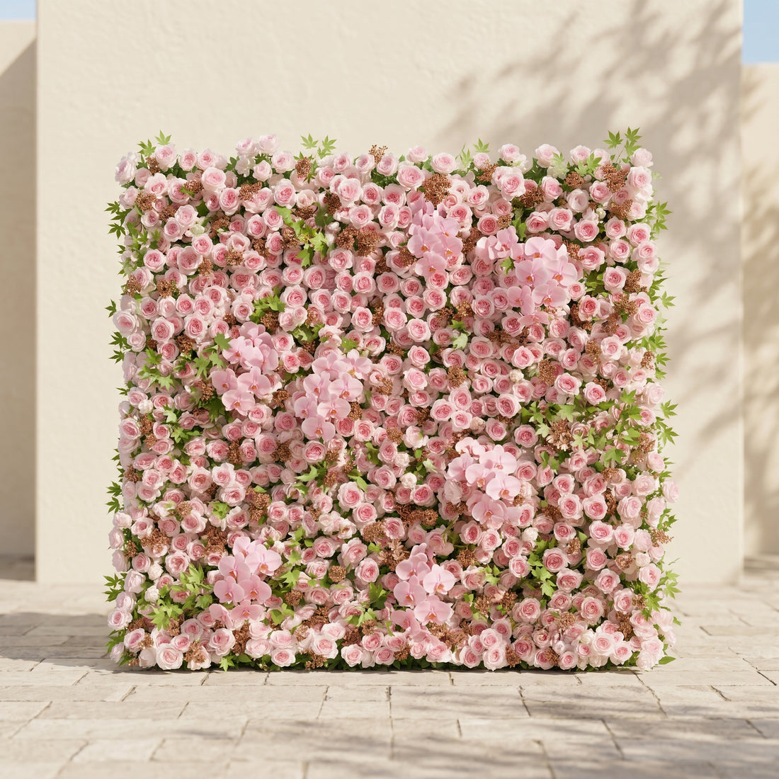 Vesperlyn: Classic 5D Pink Roses Flower wall with Pink Orchid and Greenery for Wedding&amp;Event Decor vesperlyn front