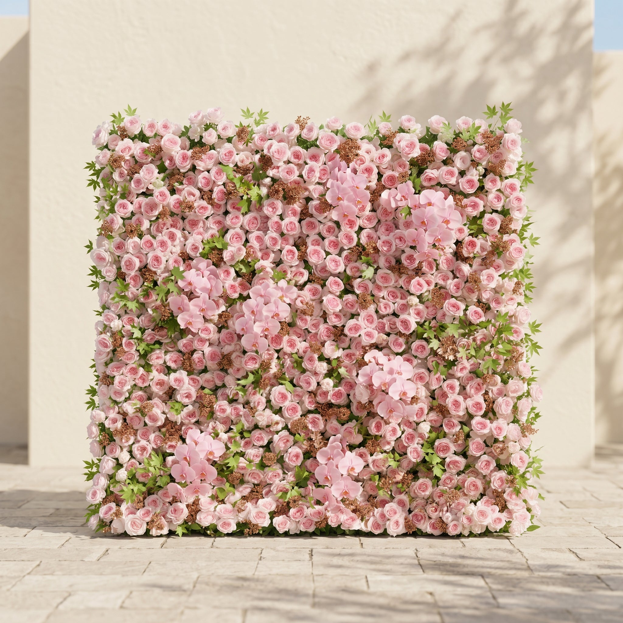 Vesperlyn: Classic 5D Pink Roses Flower wall with Pink Orchid and Greenery for Wedding&amp;Event Decor vesperlyn front