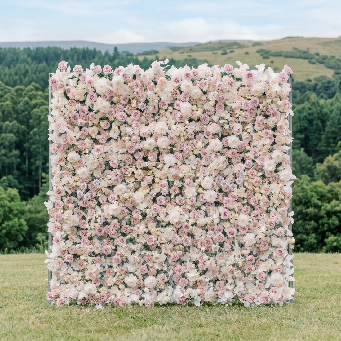 Vexira: 4D Dusty Pink Silk Rose Flower Wall Roll-Up Fabric Backdrop for Romantic Weddings &amp; Proposals