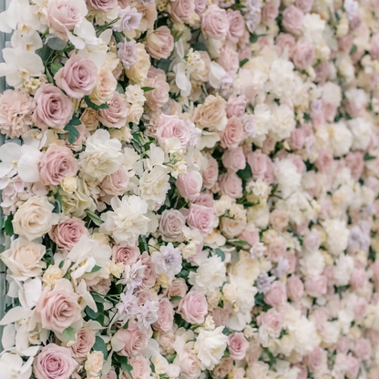 Vexira: 4D Dusty Pink Silk Rose Flower Wall Roll-Up Fabric Backdrop for Romantic Weddings &amp; Proposals