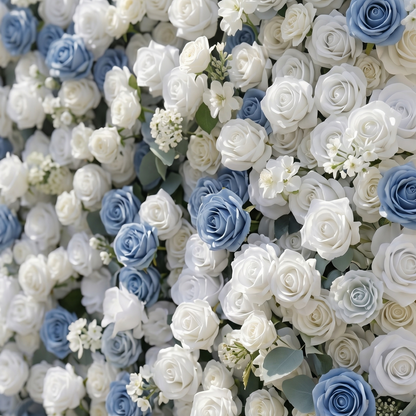 Violavia:Classic Luxury 5D Blue&amp;White roses Flower wall for Wedding&amp;Event Decor violavia detail 1