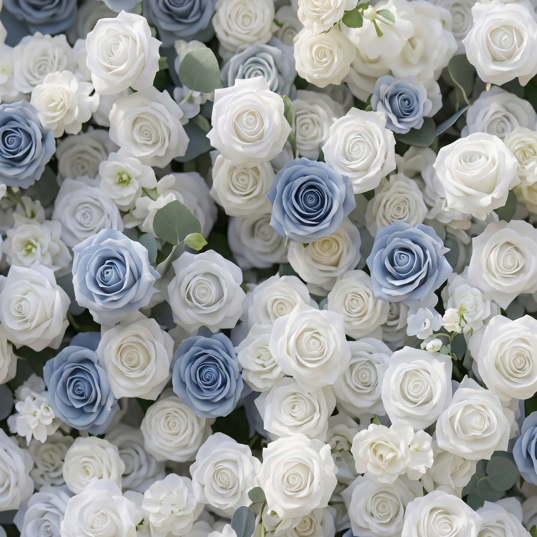 Violavia:Classic Luxury 5D Blue&amp;White roses Flower wall for Wedding&amp;Event Decor violavia detail 2