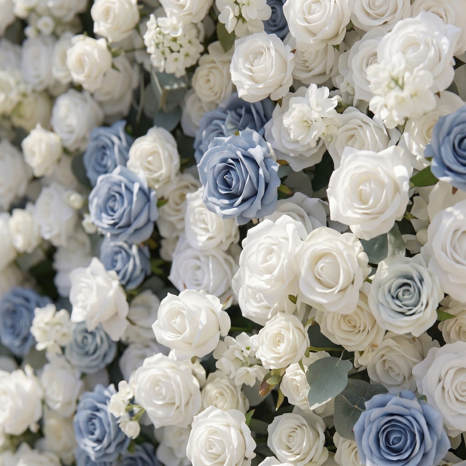 Violavia:Classic Luxury 5D Blue&amp;White roses Flower wall for Wedding&amp;Event Decor violavia detail 3