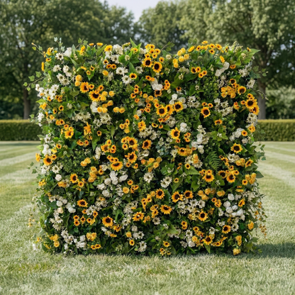 Violetta: Luxury 5D Sunflower &amp; Cream Rose Silk Floral Wall Roll-Up Fabric Backdrop for Garden Weddings &amp; Events