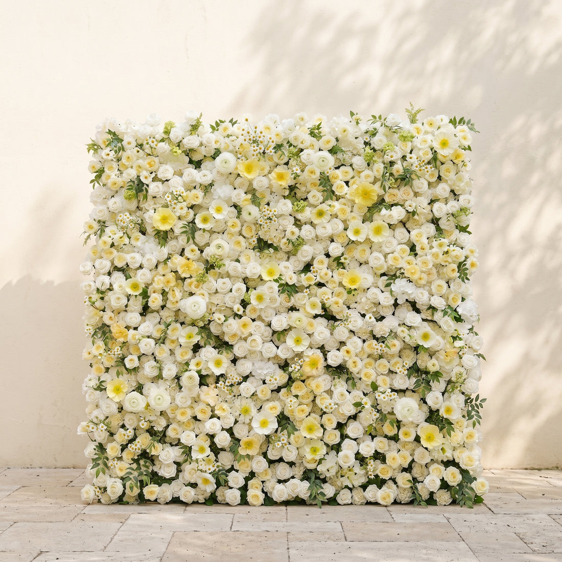 Violina:Luxury 5D White&amp;Yellow Flower Wall Roll-Up Wedding Backdrop for Wedding and Event Decoration violina front