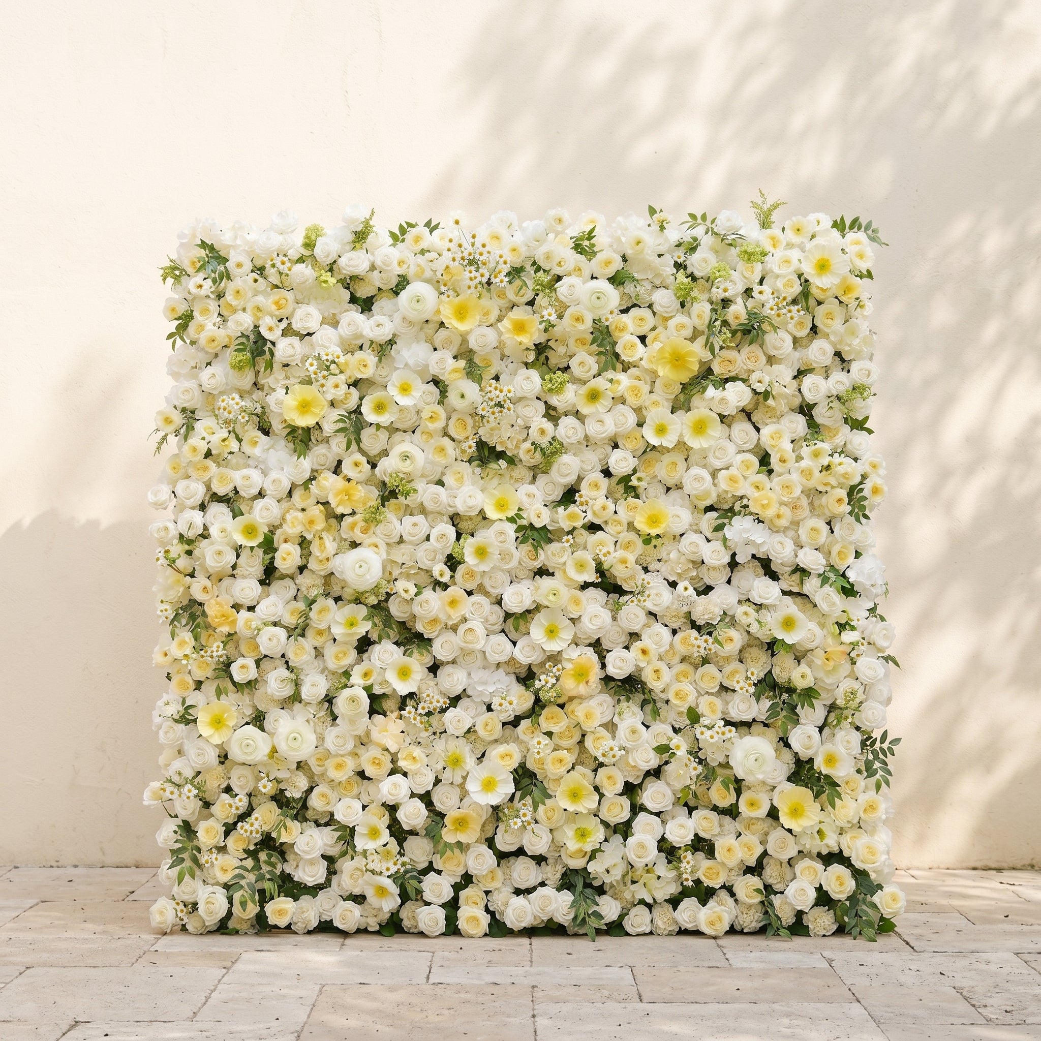 Violina:Luxury 5D White&amp;Yellow Flower Wall Roll-Up Wedding Backdrop for Wedding and Event Decoration violina front