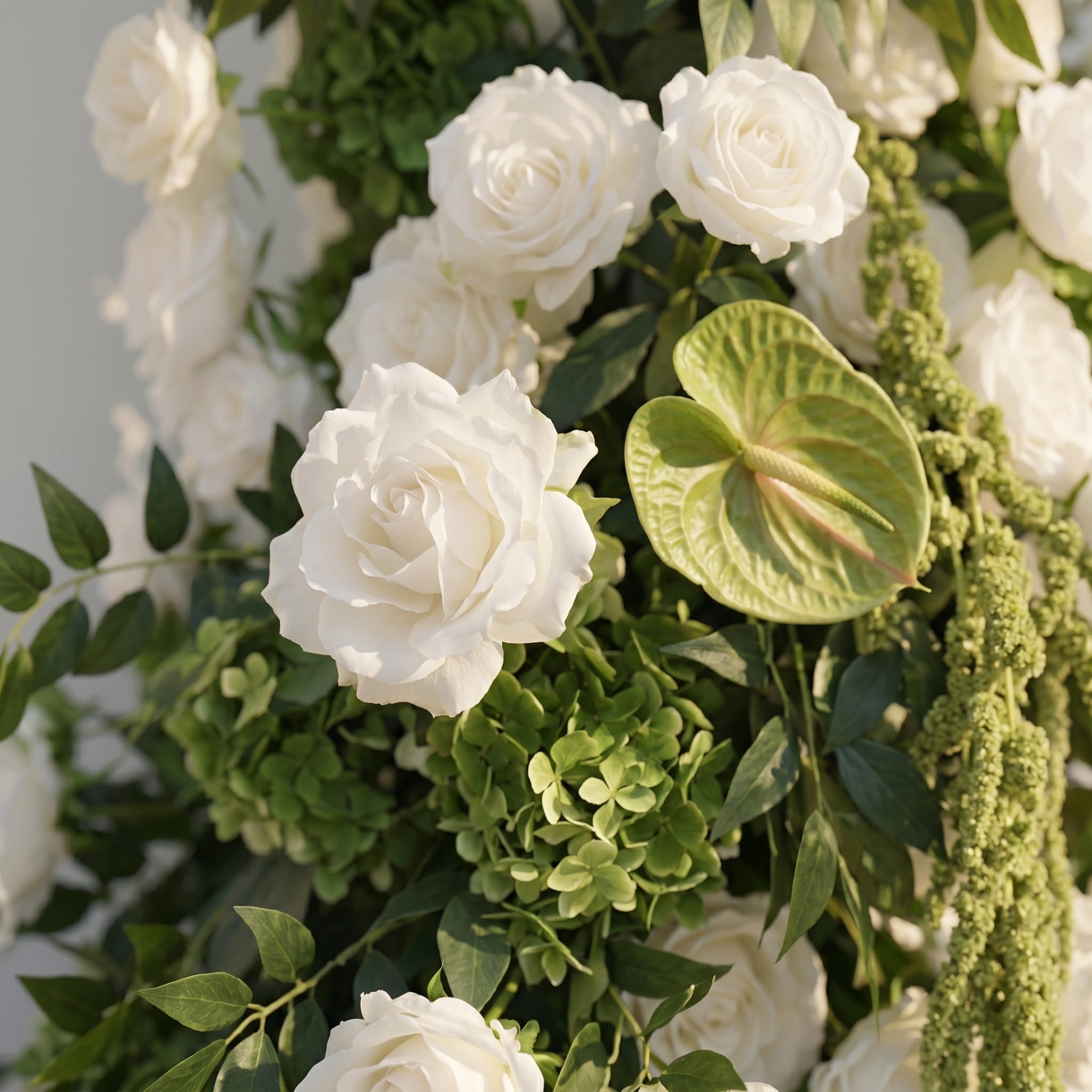 Eulalie: White Green Rose Calla Lily Wedding Background Arch Pillar Decorative Flower Row Excluding Frame