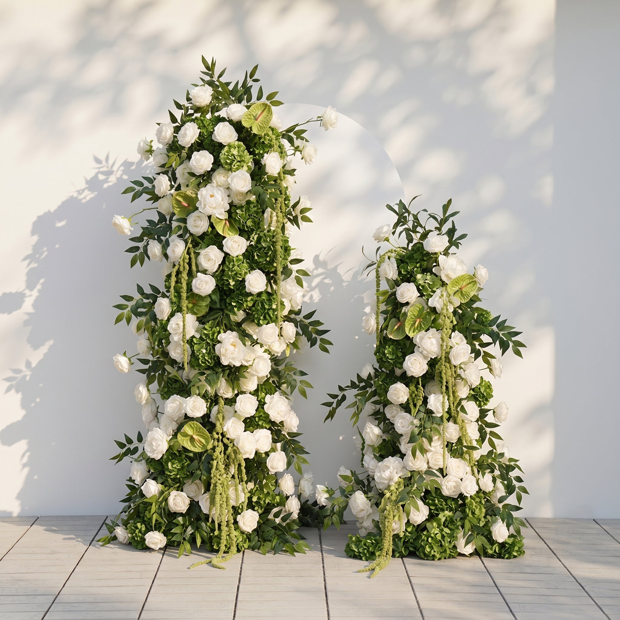 Eulalie: White Green Rose Calla Lily Wedding Background Arch Pillar Decorative Flower Row Excluding Frame
