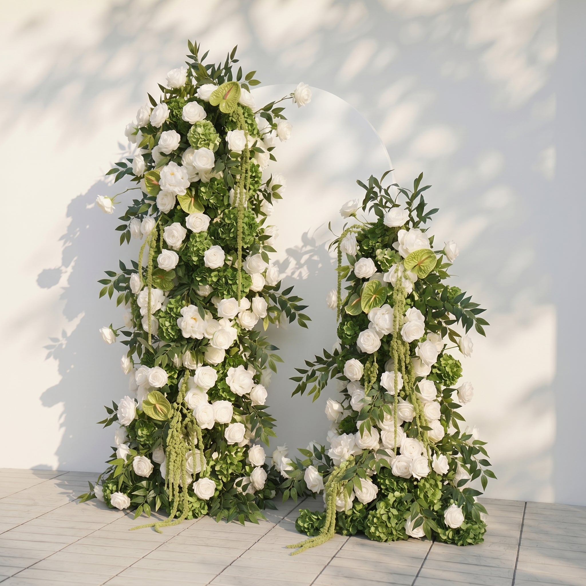 Eulalie: White Green Rose Calla Lily Wedding Background Arch Pillar Decorative Flower Row Excluding Frame