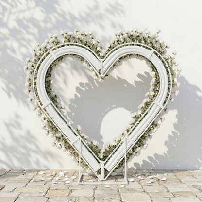 Virellea: Heart-Shaped Pure White Silk Rose Flower Arch Arrangement for Elegant Wedding Ceremonies