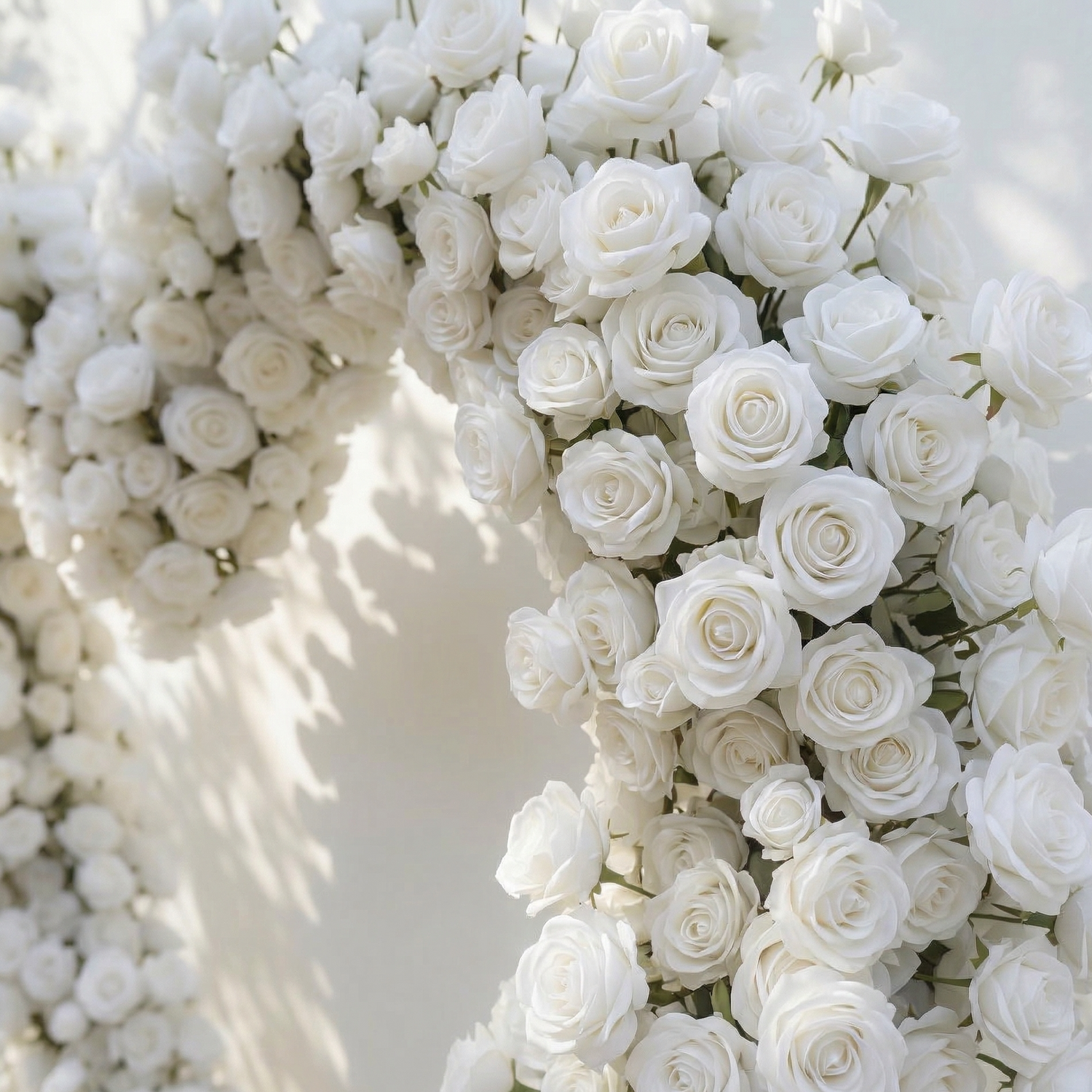 Virellea: Heart-Shaped Pure White Silk Rose Flower Arch Arrangement for Elegant Wedding Ceremonies