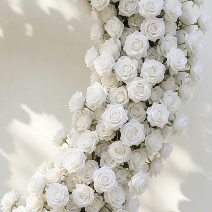 Virellea: Heart-Shaped Pure White Silk Rose Flower Arch Arrangement for Elegant Wedding Ceremonies