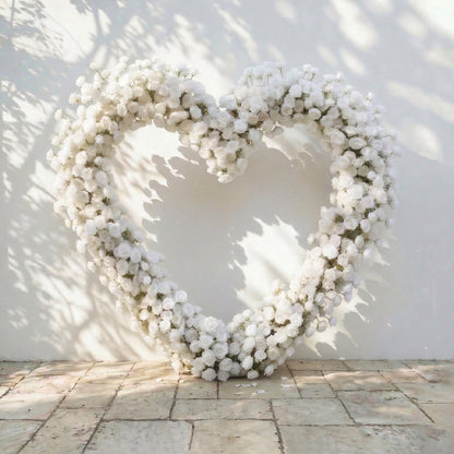 Virellea: Heart-Shaped Pure White Silk Rose Flower Arch Arrangement for Elegant Wedding Ceremonies