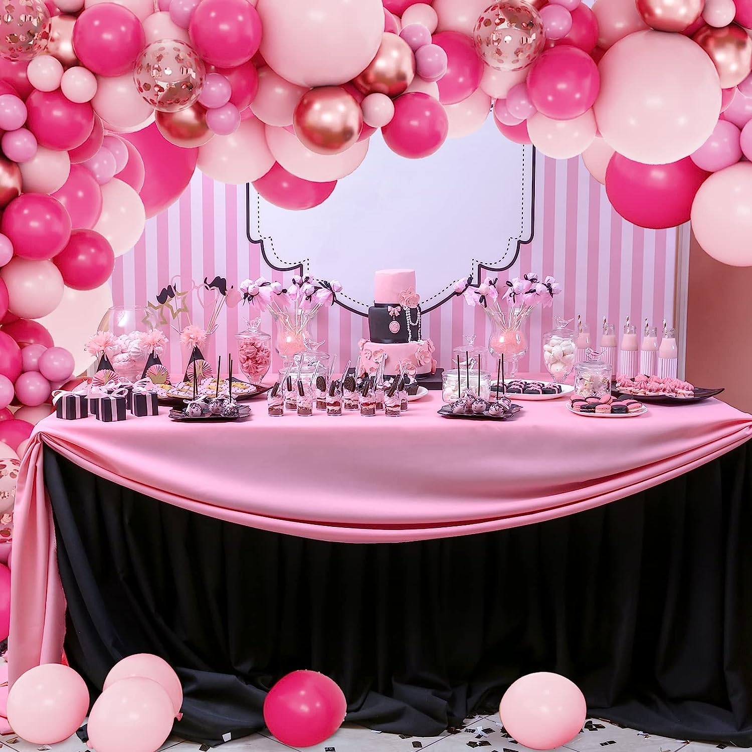 Rose morning X013 160 pcs pink balloon set for birthday, wedding anniversary, valentine&