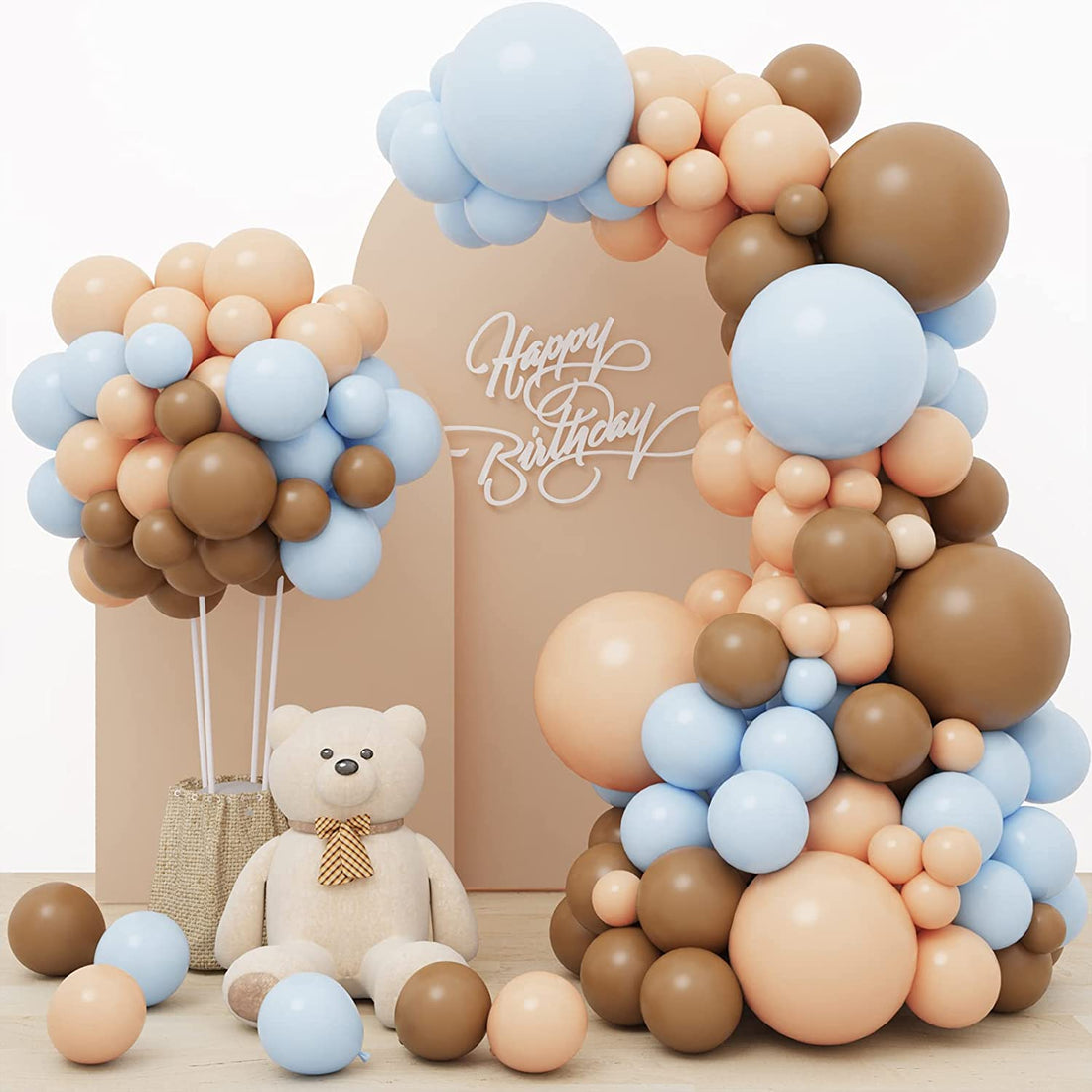 Rose morning X015 is a set of 156 pieces brown blue balloons for party decorations for any occasion. This set of balloons contains balloons of various sizes and colors that can be used to create beautiful arches, wreaths, and other decorations. Balloons are made of high-quality materials, durable to use. This set of balloons is perfect for birthdays, wedding anniversaries, Valentine&