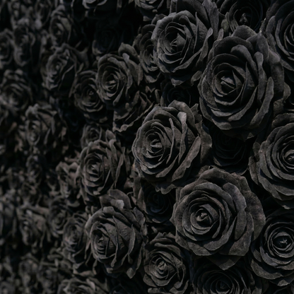 Xelune: 3D Mysterious All-Black Heart-Shaped Artificial Floral Backdrop for Luxury Photo Booth &amp; Events