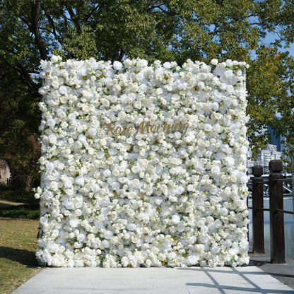 YaYa：Rose Morning Zipper flower wall Fabric Backdrop Artificial rolling up curtain flower wall