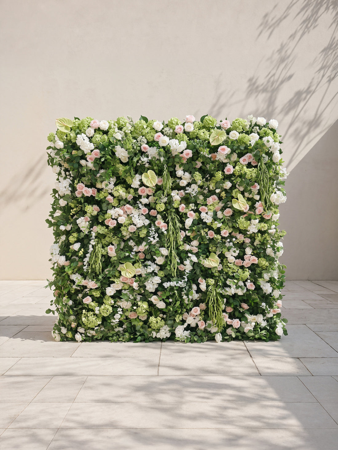 Yarara 5D Fabric Artificial rolling up curtain flower wall — front view