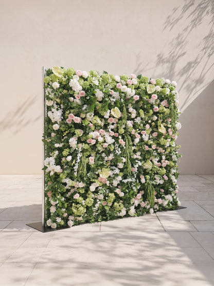Yarara 5D Fabric Artificial rolling up curtain flower wall — left view