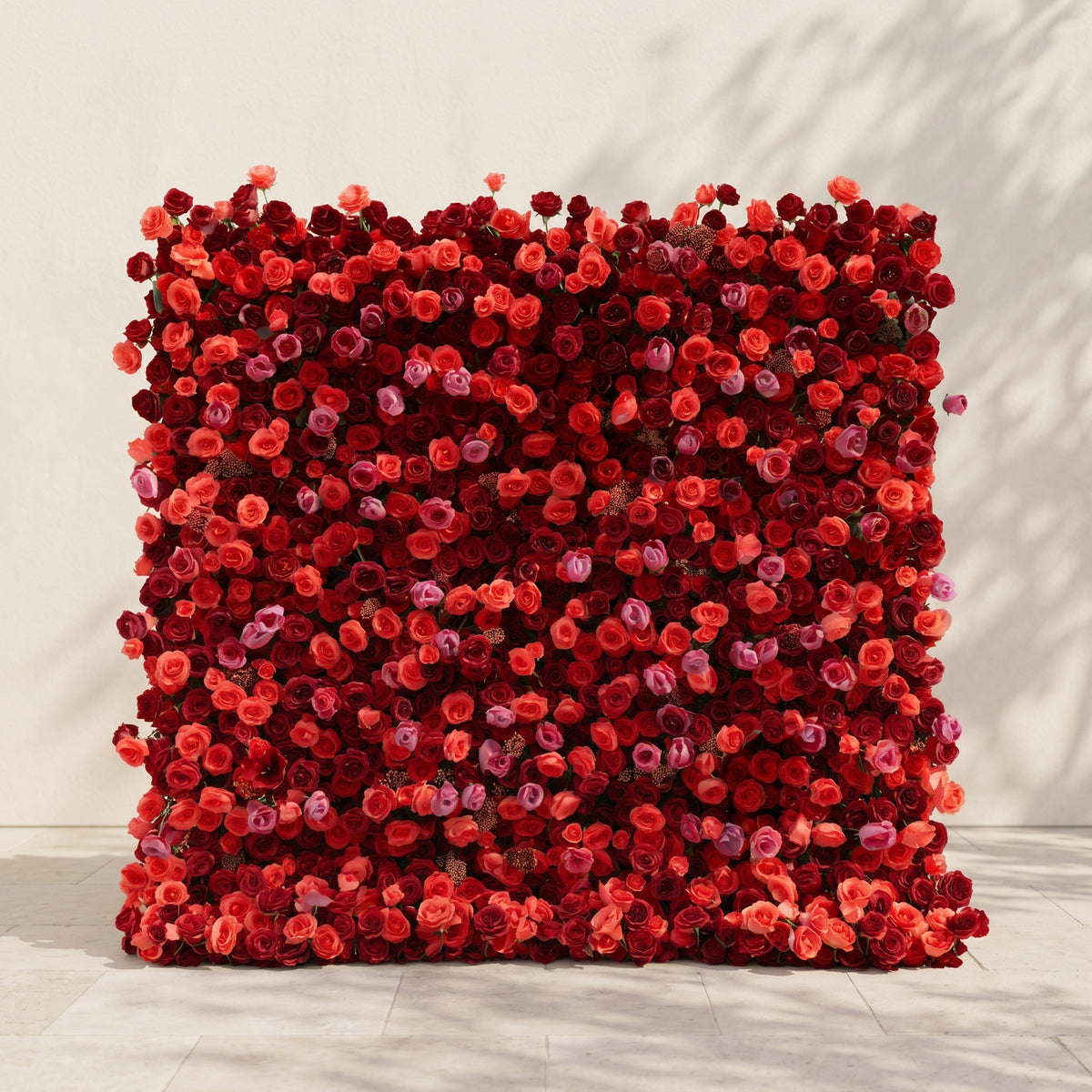 Yarsira: 5D Ruby Red & Deep Crimson Silk Floral Wall Backdrop for Luxury Weddings & Grand Galas