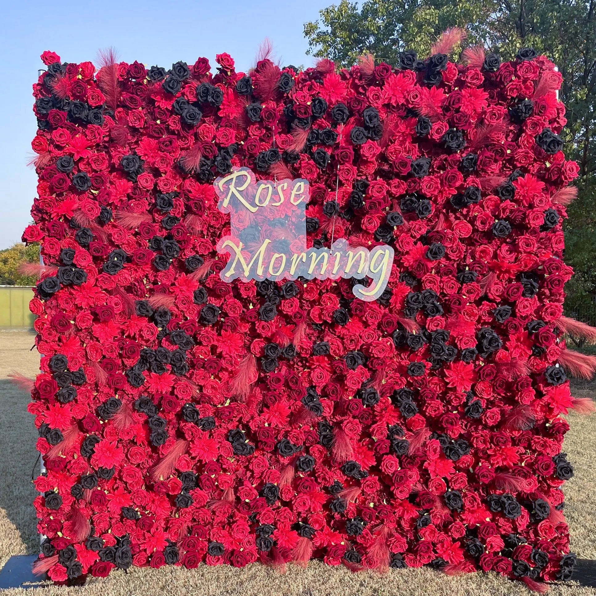 Zack：4D Fabric Artificial Flower Wall Rolling Up Curtain Flower Wall