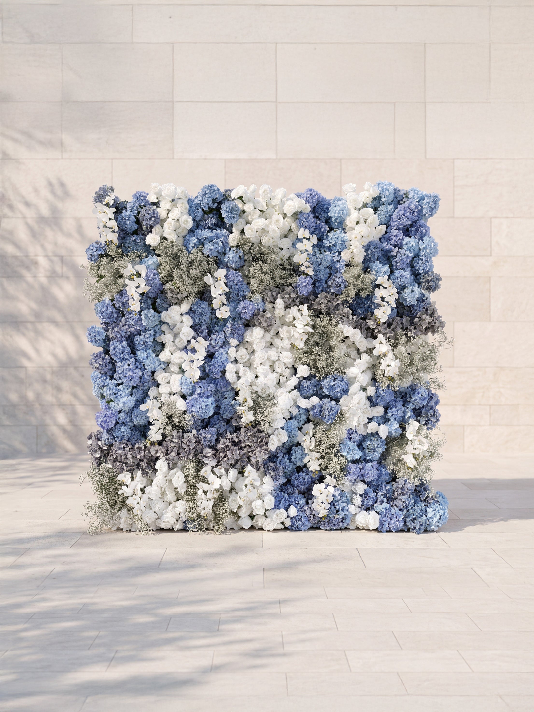 Zarena 5D Fabric Artificial rolling up curtain flower wall — front view